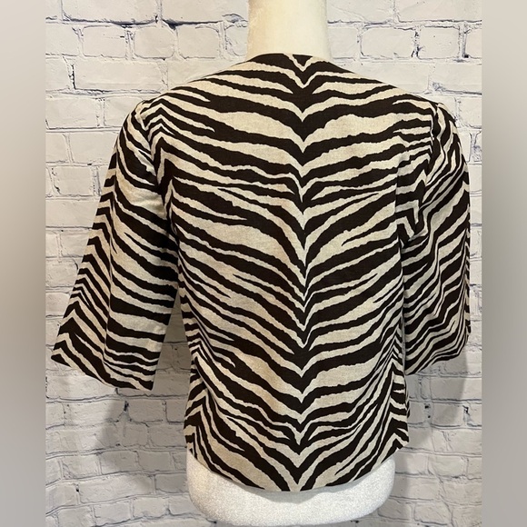 ADRIENNE LANDAU Animal Print Blazer Cotton Blend Size Medium - Picture 4 of 6